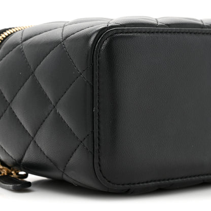 Chanel Lambskin Quilted Pearl Crush Small Vanity Case With Chain Black 10 of 11