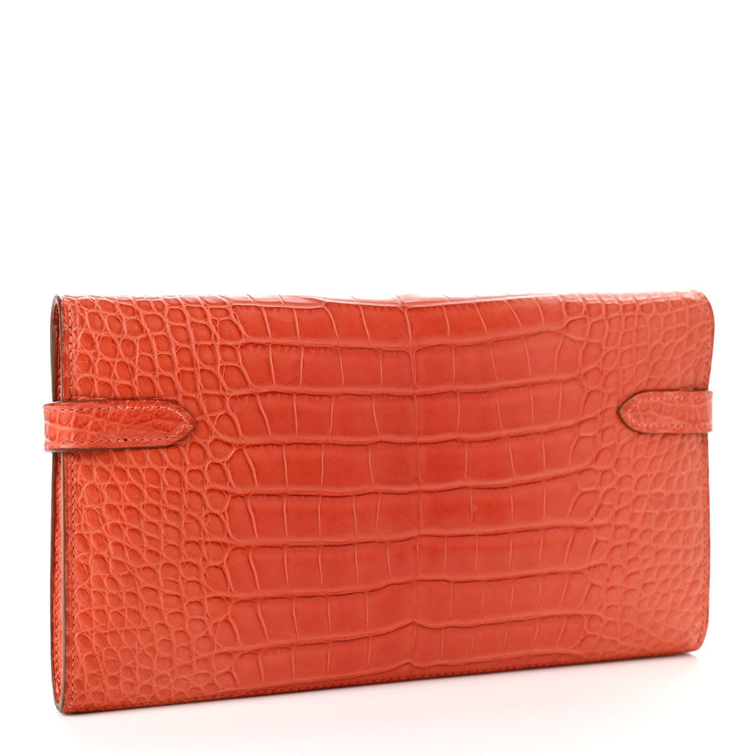 Hermes Matte Alligator Kelly Longue Wallet Orange 3 of 10