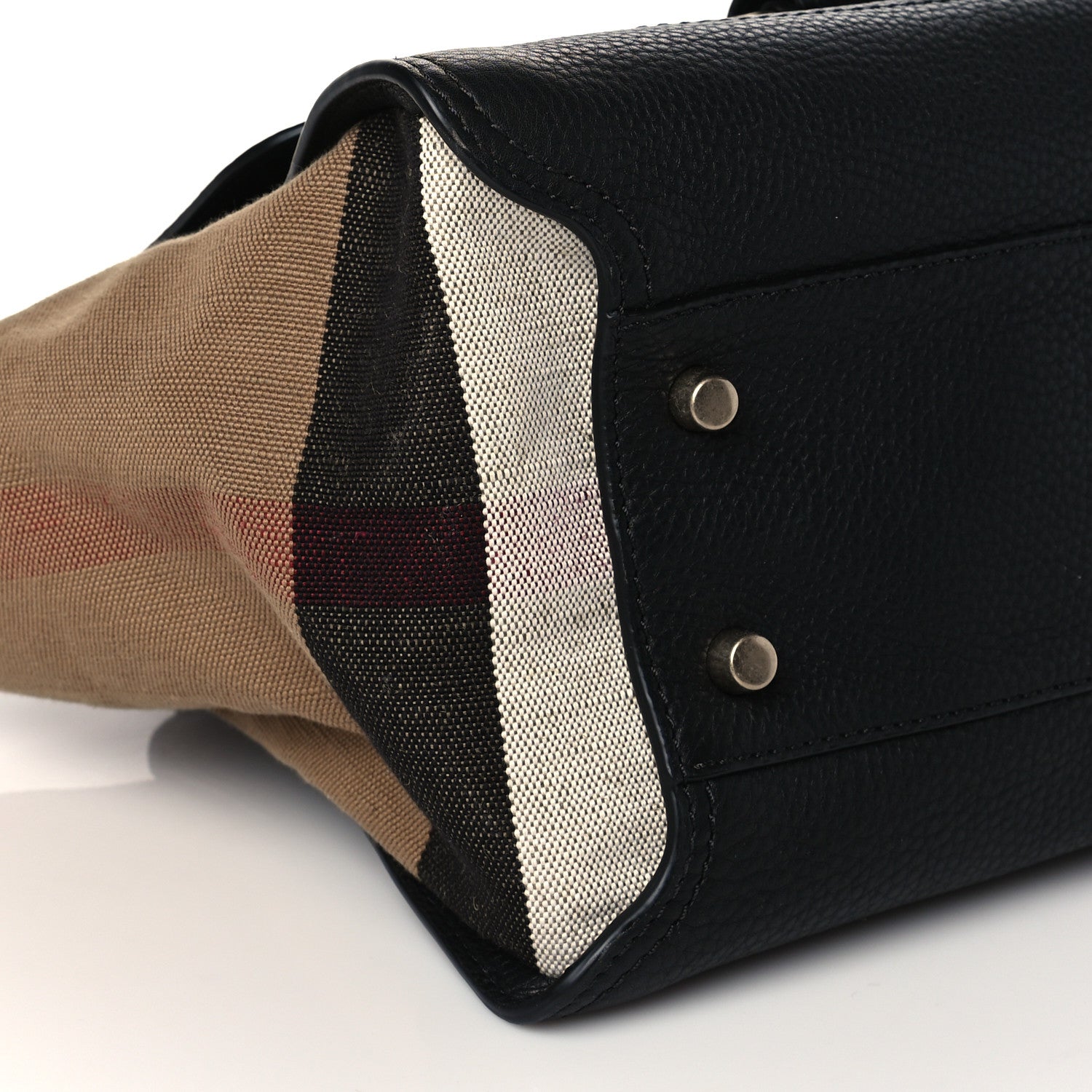 Burberry Canvas Mega Check Grained Calfskin Medium Harcourt Satchel Black 9 of 10