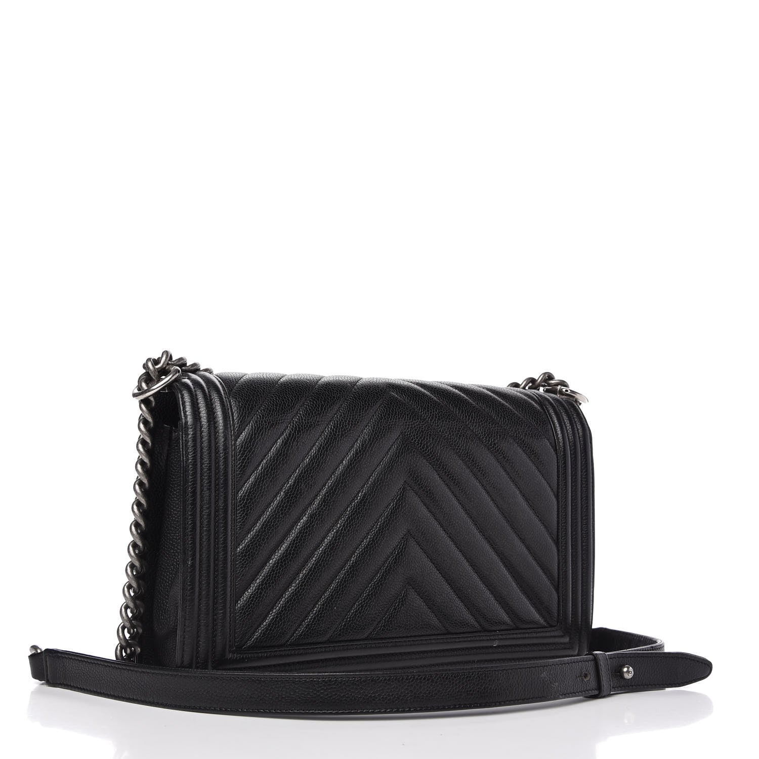 Chanel Caviar Chevron Quilted New Medium Boy Flap Black 3 of 10