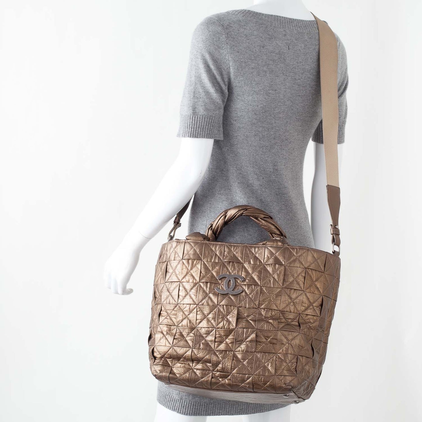 Calfskin Large Origami Tote Bronze