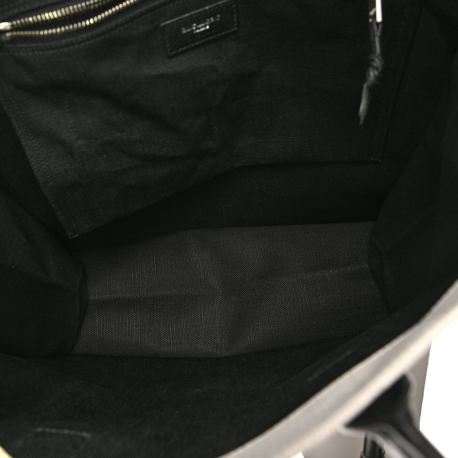 Saint Laurent Linen Calfskin Rive Gauche North South Tote White Black 5 of 9