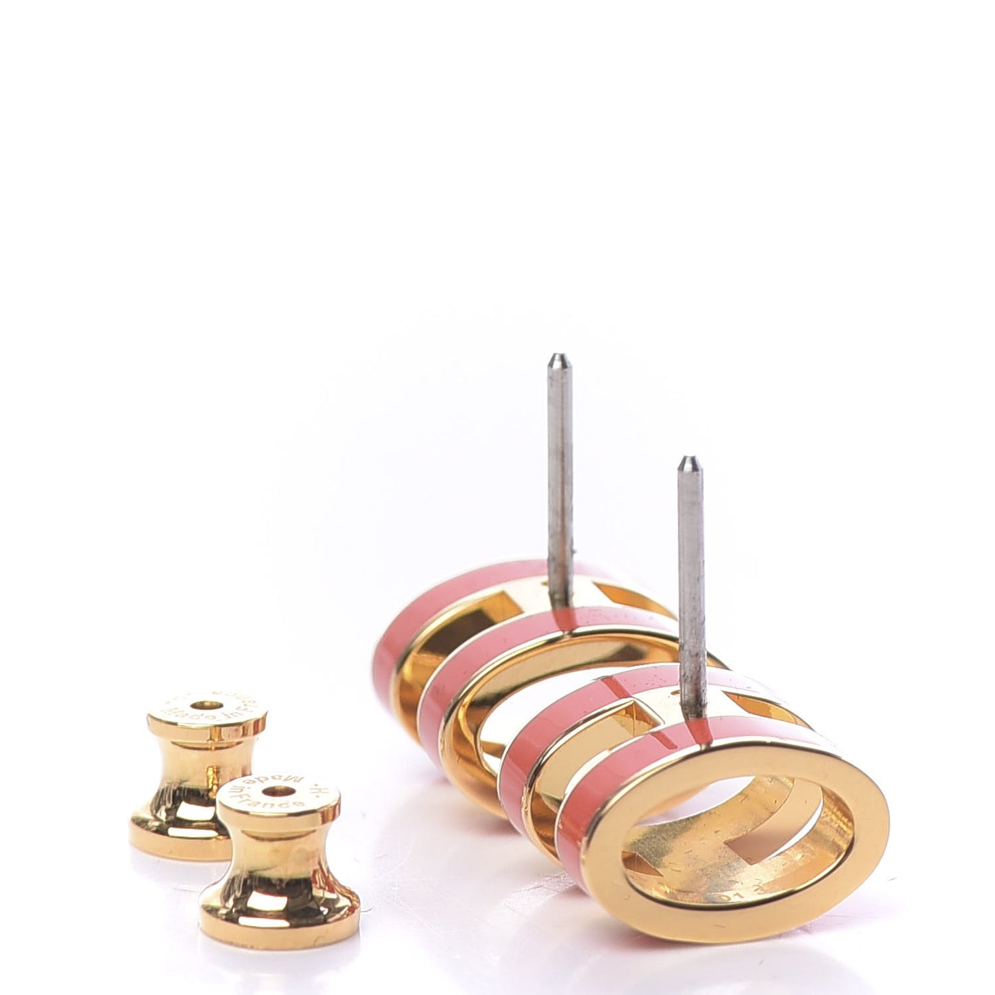 Gold Lacquered Pop H Earrings Orange Fonce