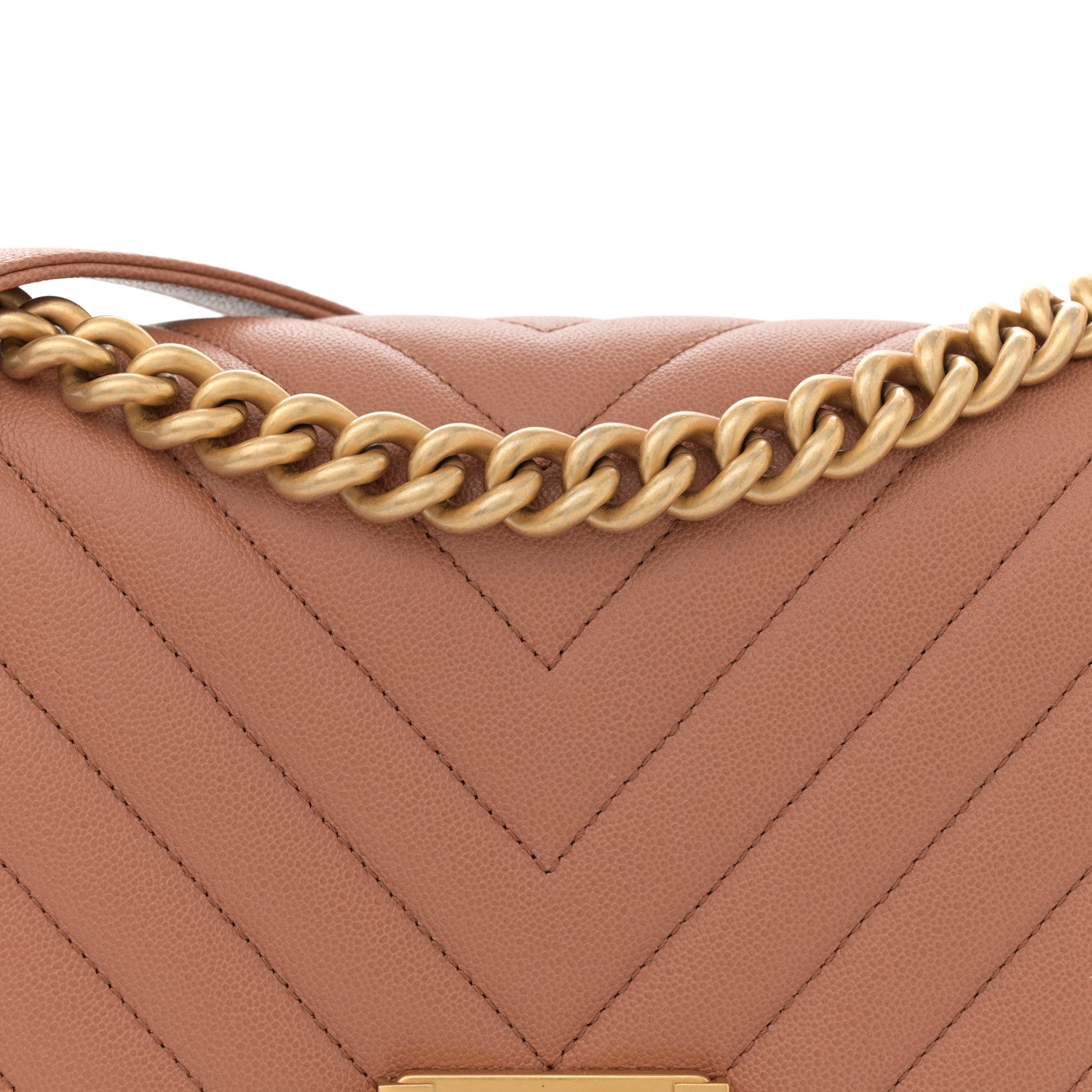 Chanel Caviar Chevron Quilted Medium Boy Flap Beige 8 of 11