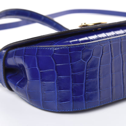 Mulberry Calfskin Crocodile Embossed Small Amberley Satchel Cobalt Blue 7 of 9