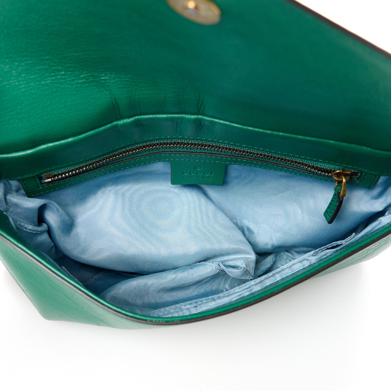 Gucci Calfskin Medium Thiara Double Envelope Shoulder Bag Blue Green 6 of 15