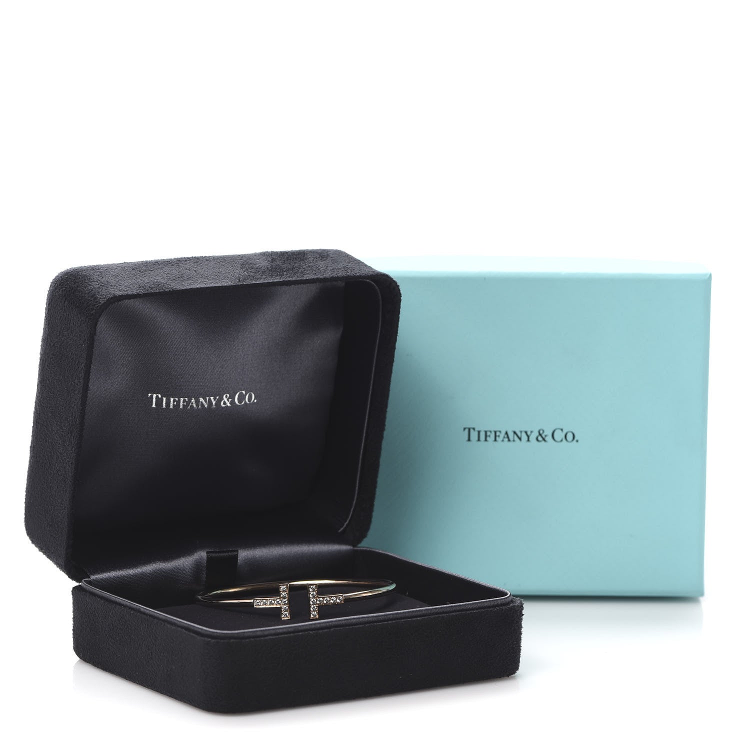 Tiffany 18K Rose Gold Diamond T Wire Bracelet 5 of 5