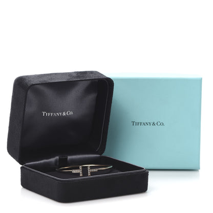 Tiffany 18K Rose Gold Diamond T Wire Bracelet 5 of 5