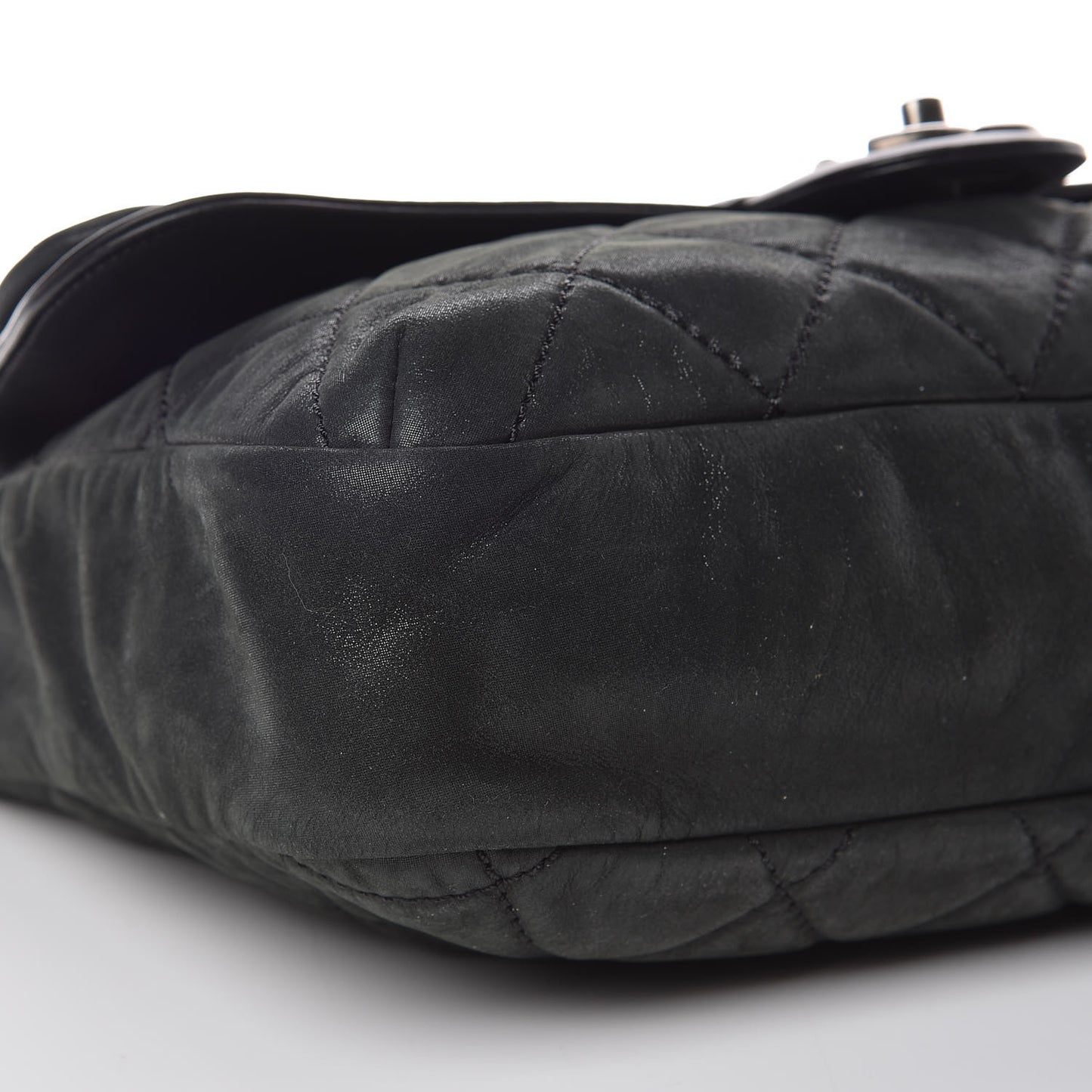 Iridescent Calfskin Jumbo In the Mix Double Flap Black