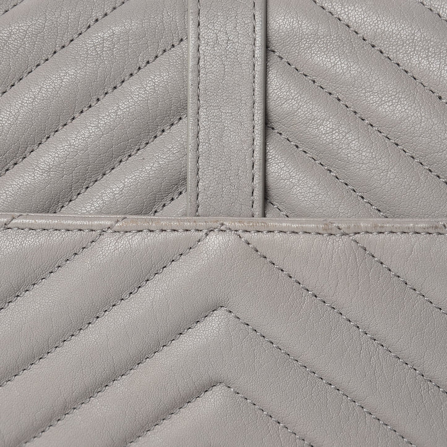 Sheepskin Matelasse Chevron Monogram Large College Satchel Light Grey