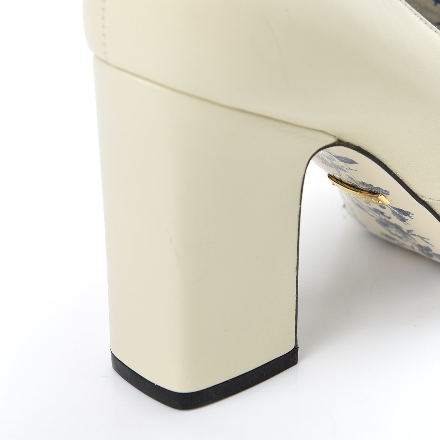 Gucci Malaga Kid GG Victoire 95mm Loafer Pumps 37 Vintage White 10 of 11