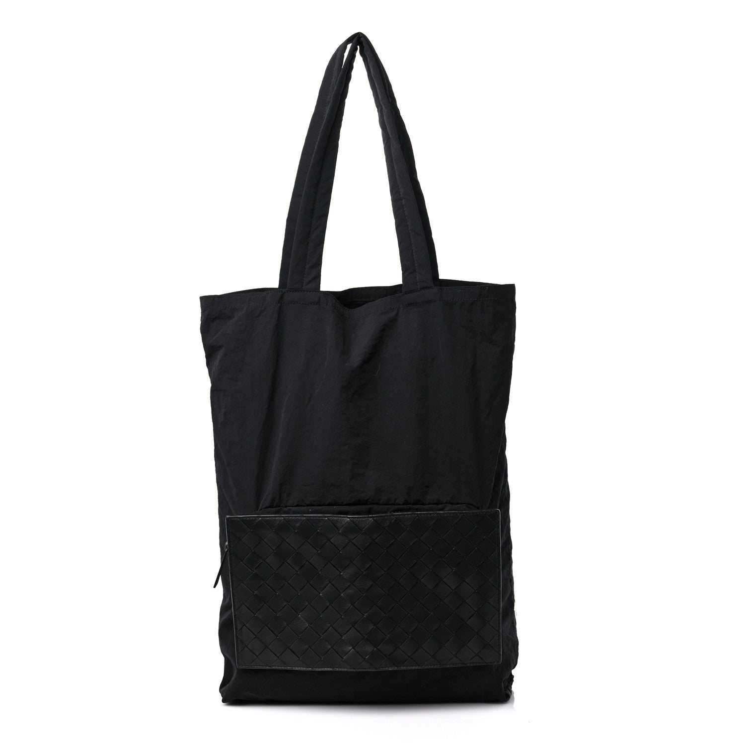 Bottega Veneta Nylon Nappa Intrecciato Convertible Tote Black 1 of 13