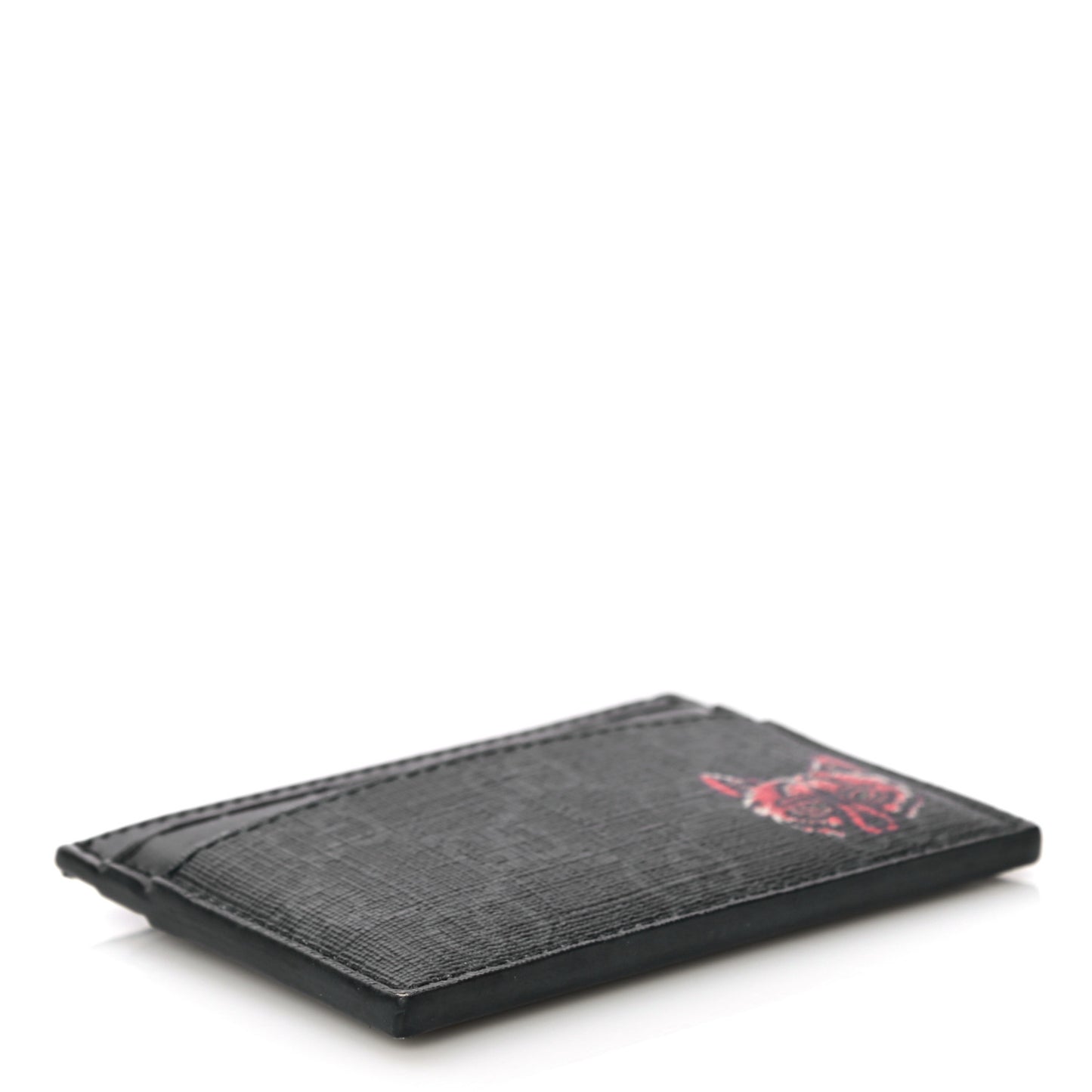 GG Supreme Monogram Wolf Print Card Holder Black Grey