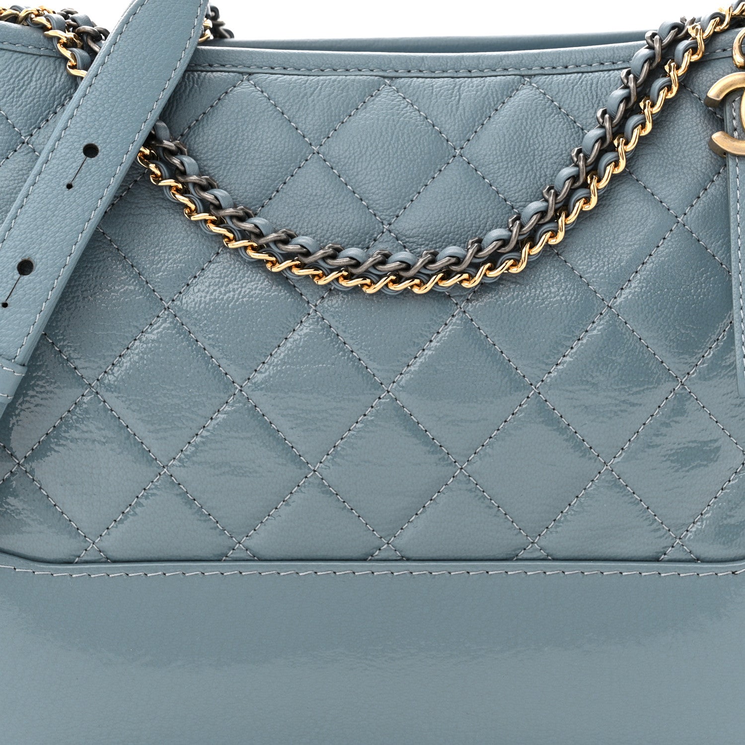 Chanel Patent Goatskin Quilted Medium Gabrielle Hobo Blue 8 of 12