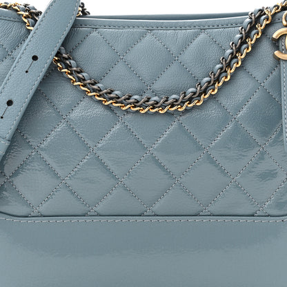 Chanel Patent Goatskin Quilted Medium Gabrielle Hobo Blue 8 of 12
