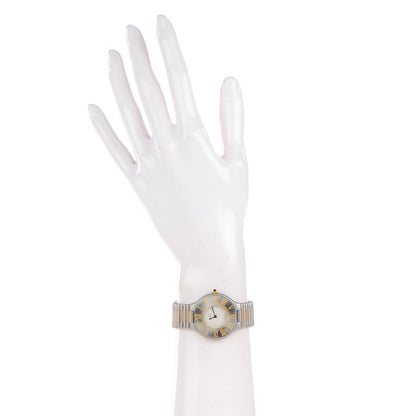 Cartier Stainless Steel 18K Yellow Gold 31mm Must De 21 Bullet Link Quartz Watch 2 of 9