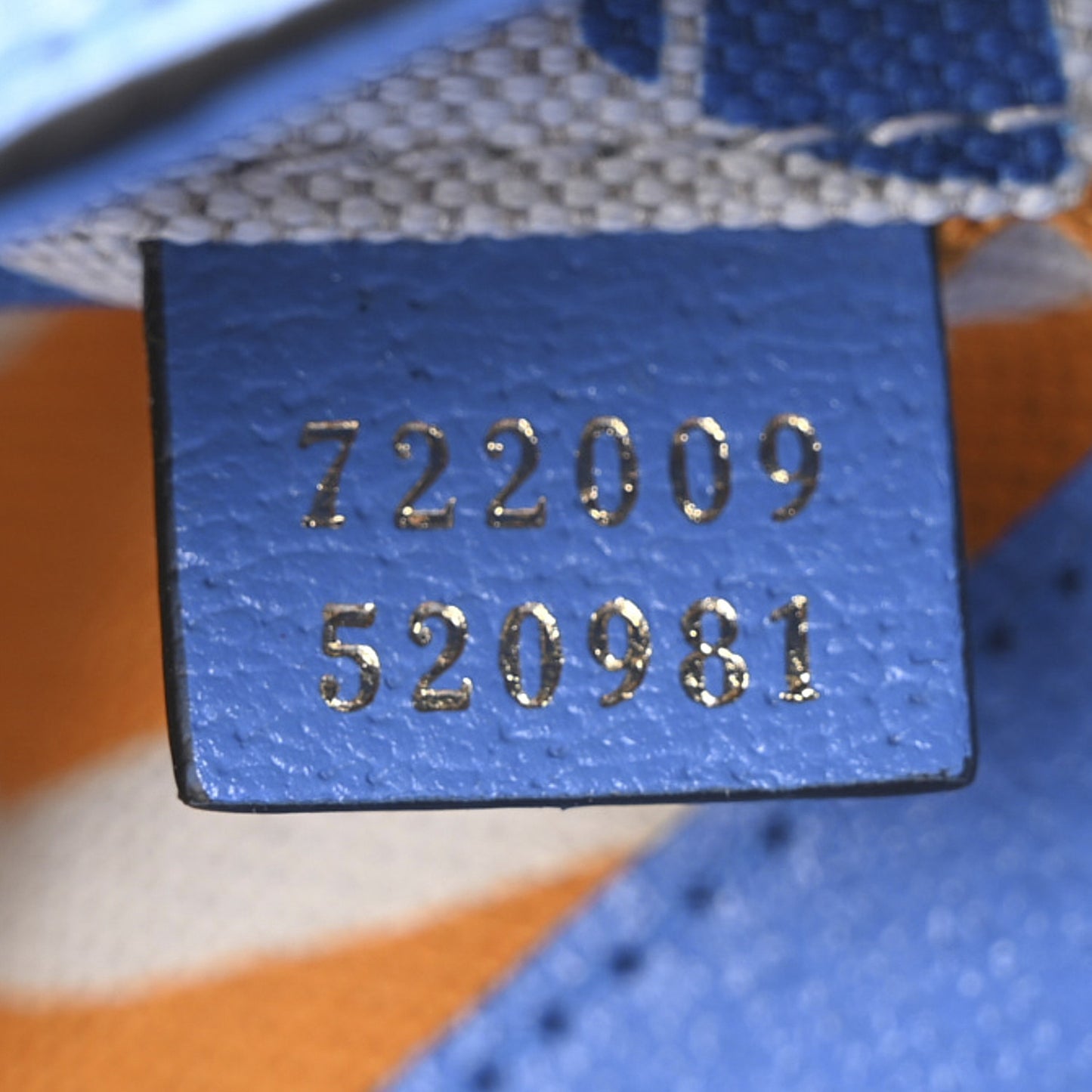 X ADIDAS Textured Dollar Calfskin Web Small Trefoil Horsebit 1955 Shoulder Bag Blue Off White