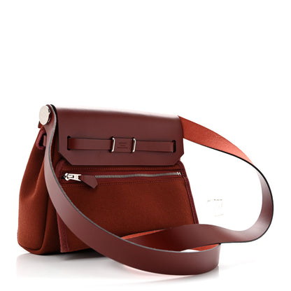 Hermes Military Toile Vache Hunter Herbag Zip Retourne 20 Rouge H 3 of 13