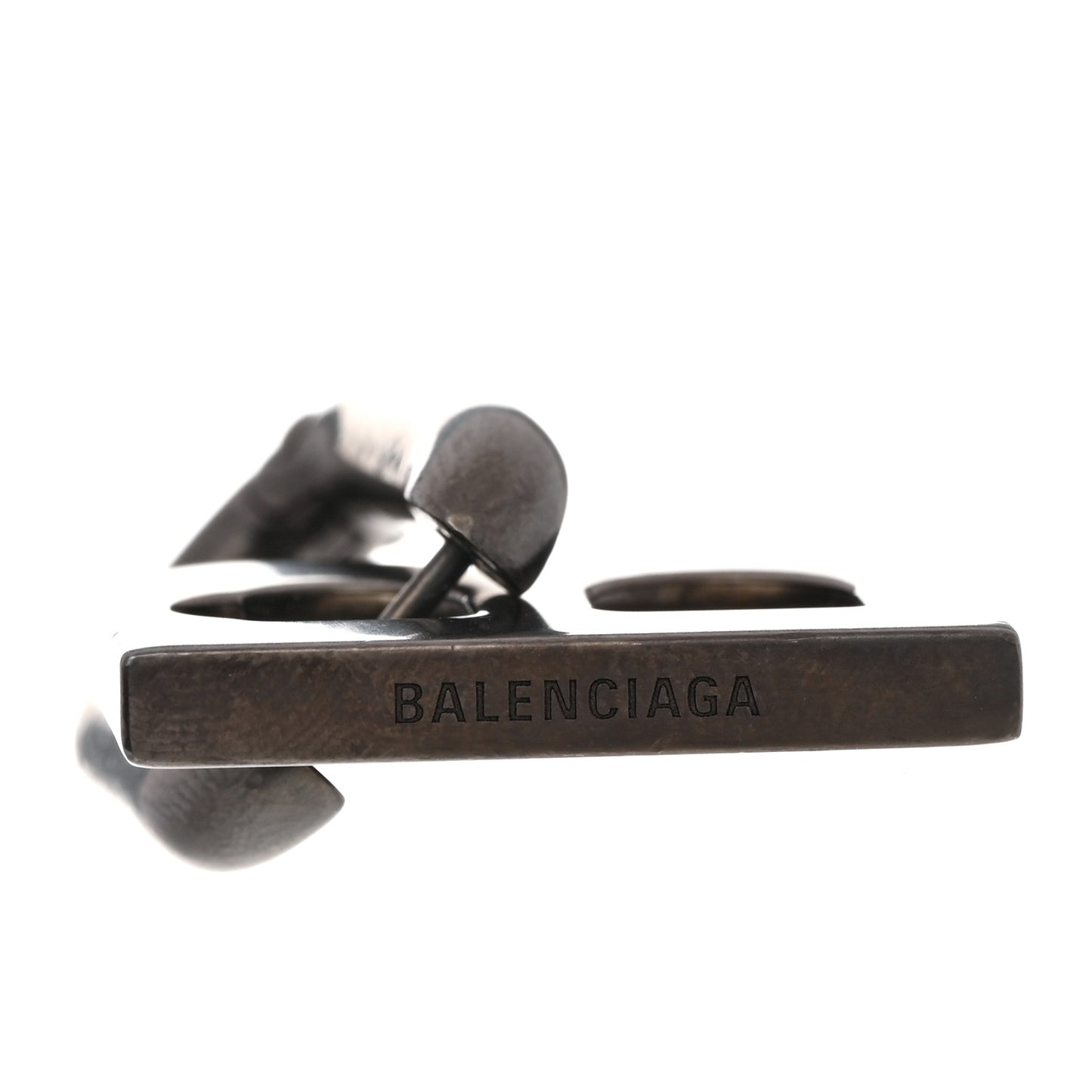 Metal B Chain Drop Earrings XS Silver