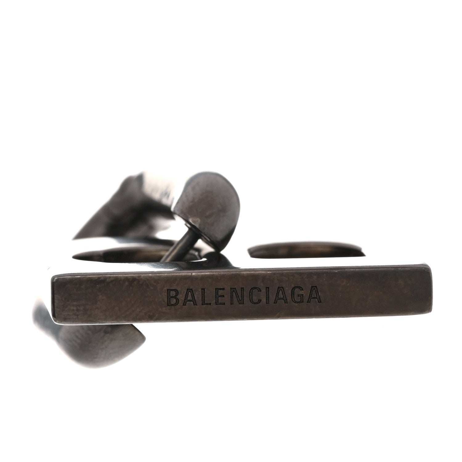 Balenciaga Metal B Chain Drop Earrings XS Silver 4 of 6