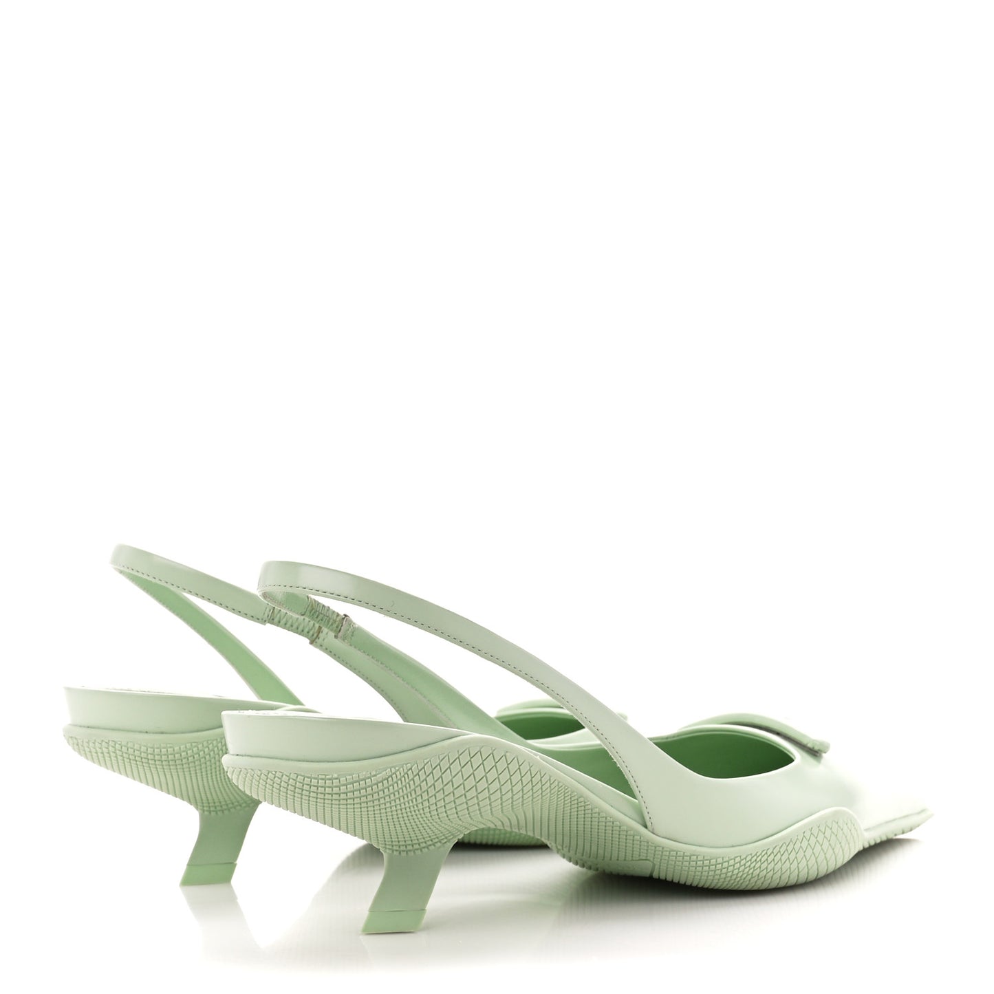 Spazzolato Triangle Logo Pointed Toe 45mm Slingback Pumps 37 Acqua