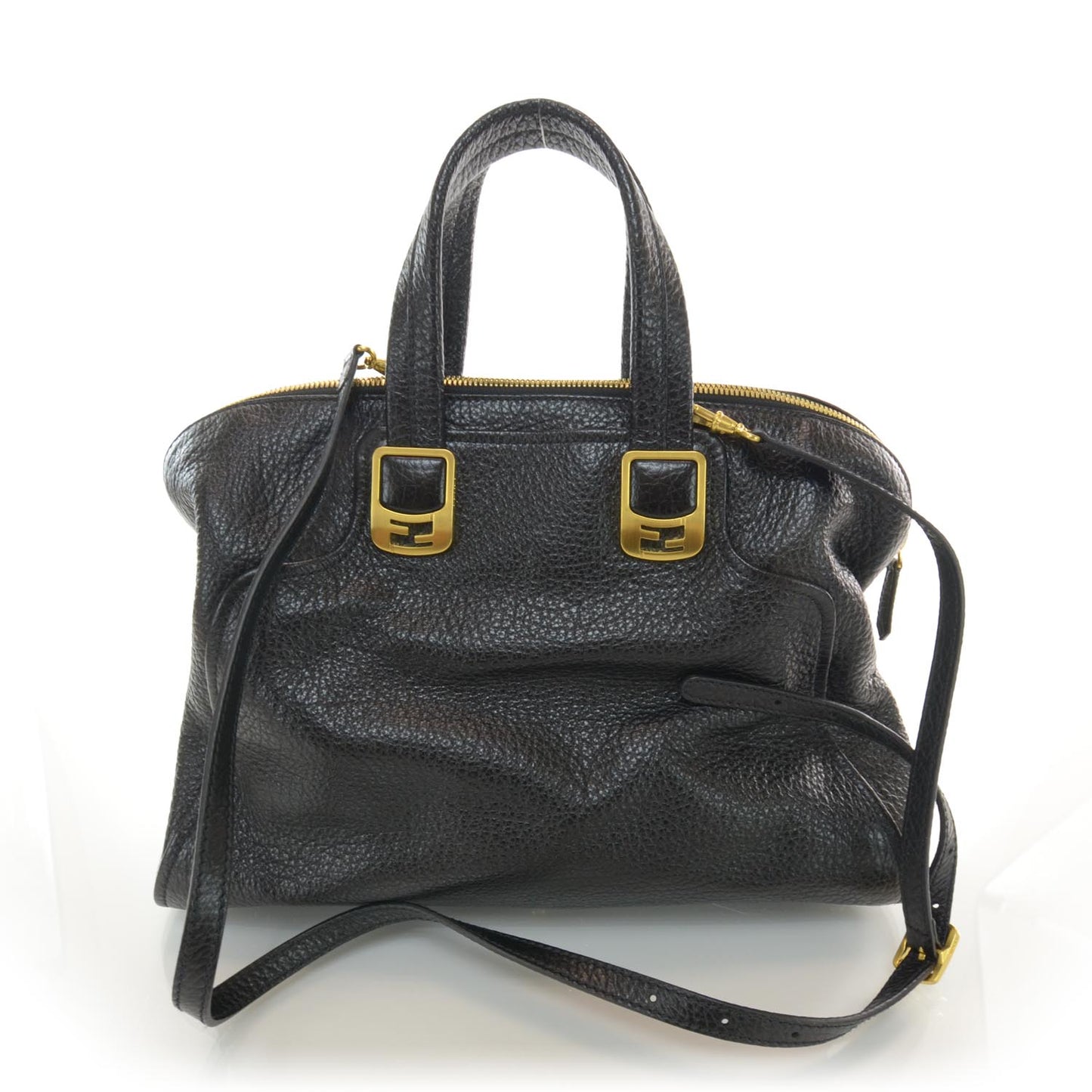 Pebbled Calfskin Large Chameleon Tote Black