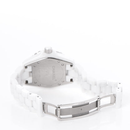 Chanel Stainless Steel Ceramic Diamond 33mm J12 Quartz Watch White 6 of 7