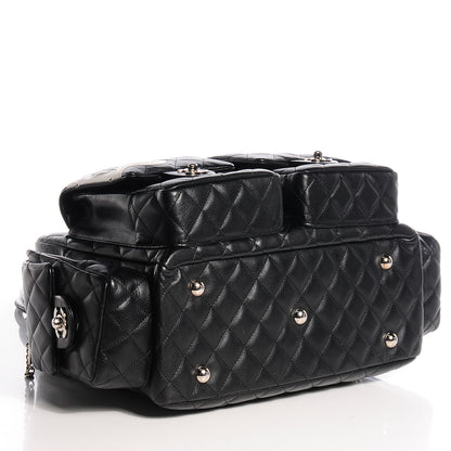 Chanel Calfskin Quilted Large Cambon Multipocket Reporter Black White 4 of 7