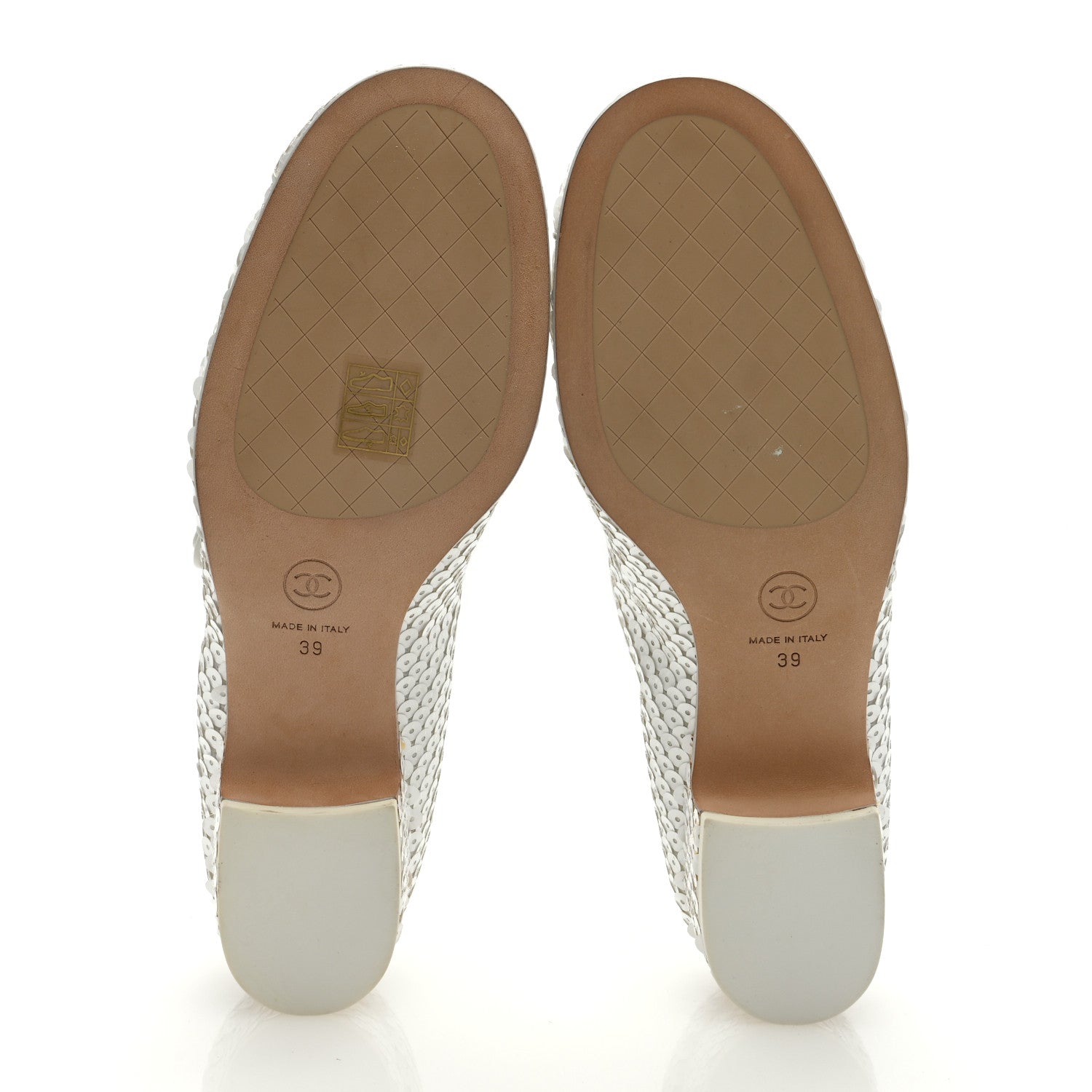 Chanel Calfskin Sequin Mary Janes Pumps 39 White 5 of 8
