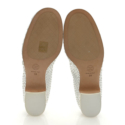 Chanel Calfskin Sequin Mary Janes Pumps 39 White 5 of 8