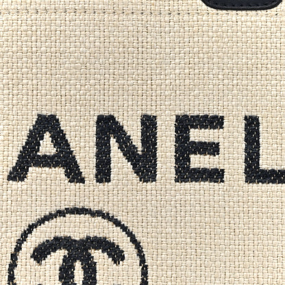 Chanel Woven Straw Raffia Small Deauville Tote White Navy 7 of 10