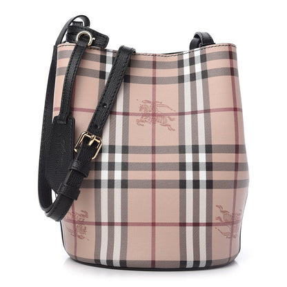 Burberry Haymarket Check Colours Small Lorne Bucket Crossbody Black 1 of 8