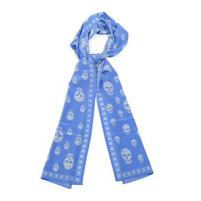 Alexander McQueen Silk Skull Scarf Blue 1 of 4