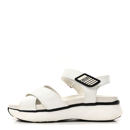 Prada Calfskin Velcro Womens 50mm Sandals 37 White 1 of 11
