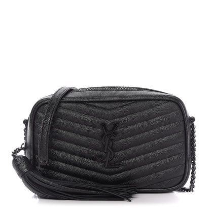 Saint Laurent Grain De Poudre Matelasse Monogram Mini Lou Camera Bag Black 1 of 10