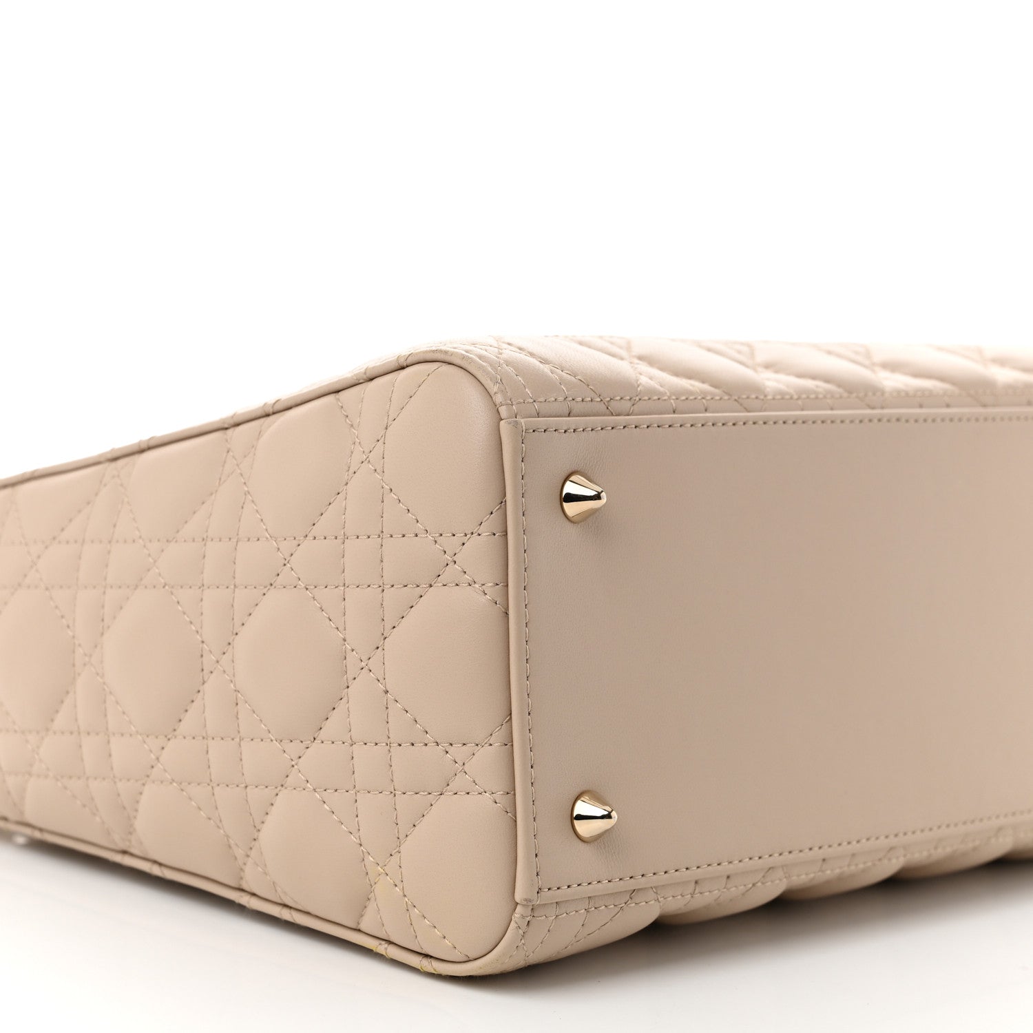 Christian Dior Lambskin Cannage Medium Lady Dior Beige 9 of 10