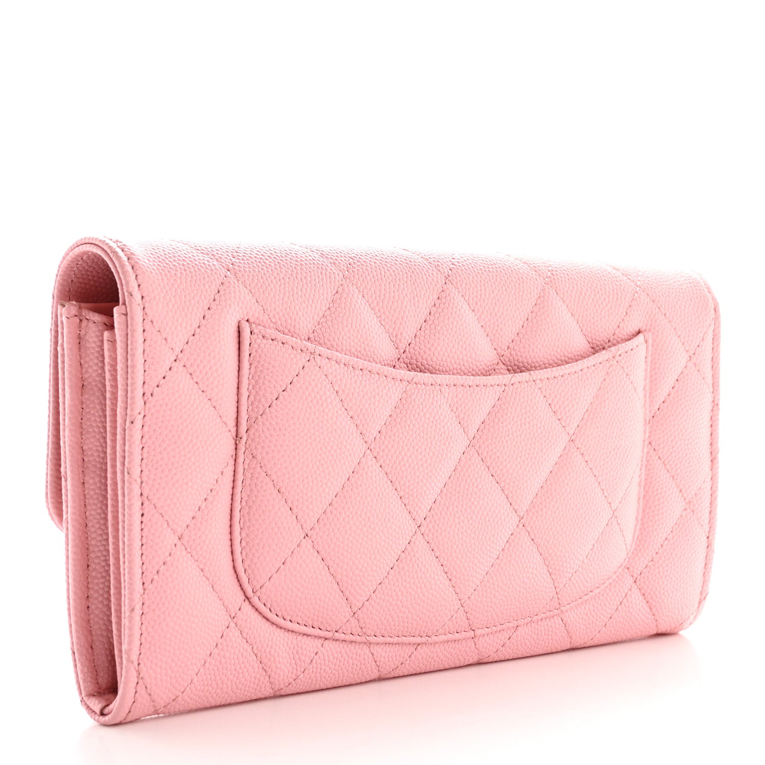 Chanel Caviar Quilted Large Gusset Flap Wallet Light Pink 3 of 9
