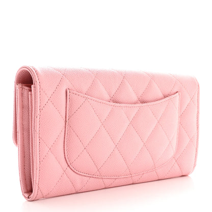 Chanel Caviar Quilted Large Gusset Flap Wallet Light Pink 3 of 9