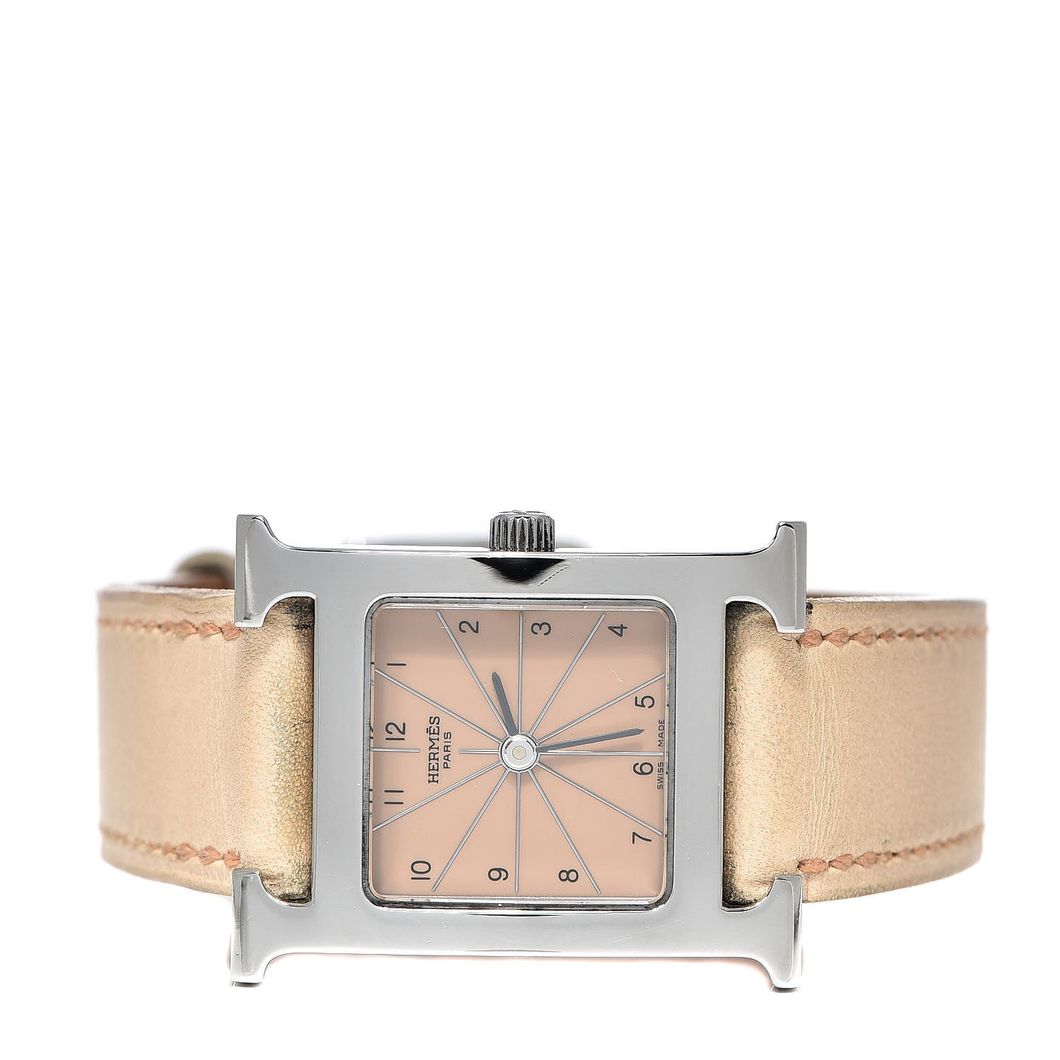 Hermes Stainless Steel Swift 21mm Heure H Hour Quartz Watch Parchemin 3 of 7