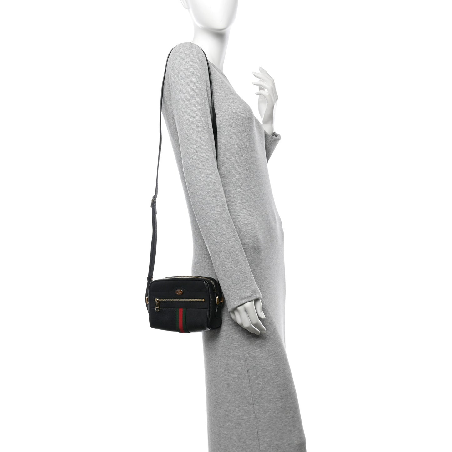 Calfskin Web Mini Ophidia Shoulder Bag Black