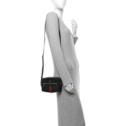 Gucci Calfskin Web Mini Ophidia Shoulder Bag Black 2 of 11
