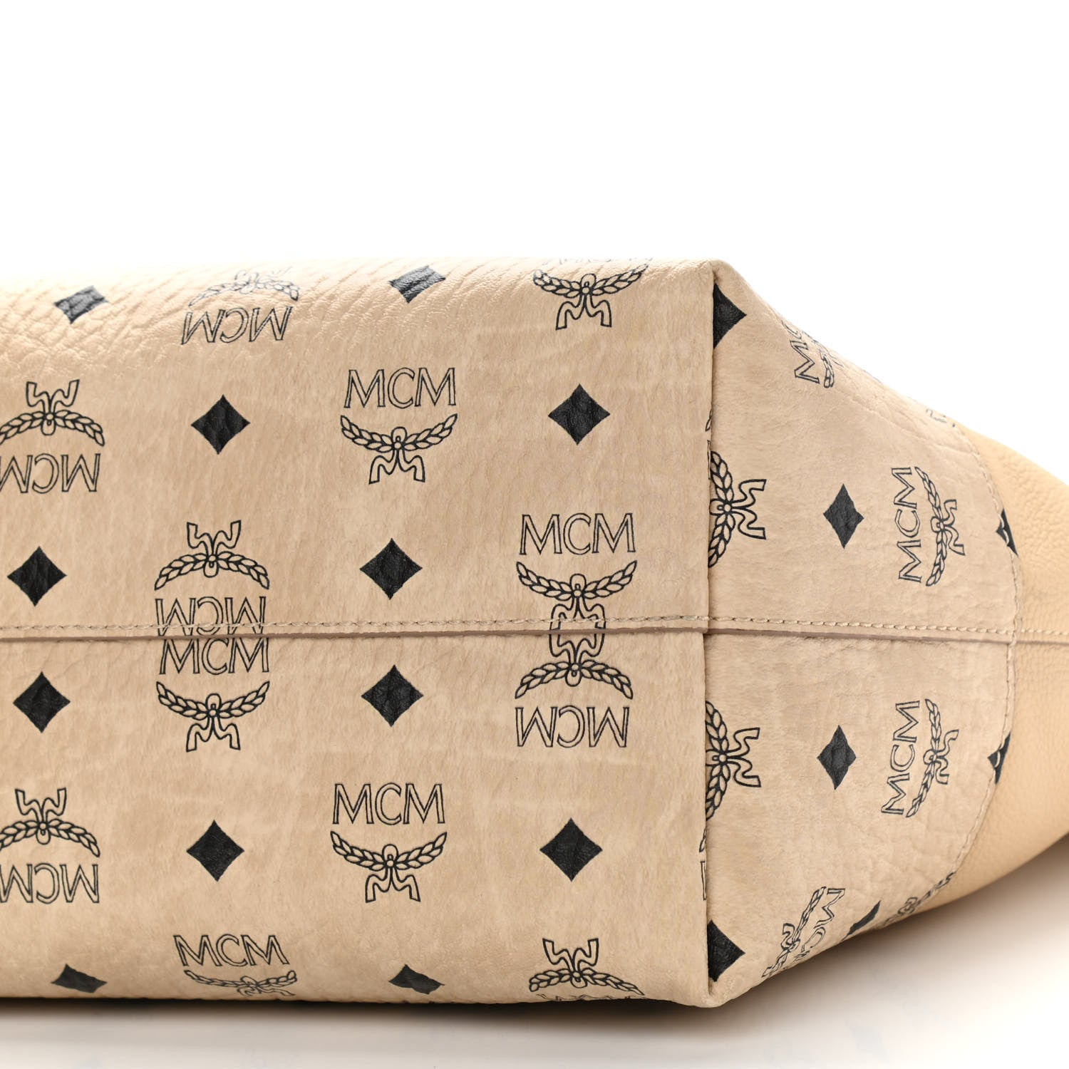 MCM Calfskin Visetos Anya Shopper Tote Beige 10 of 13