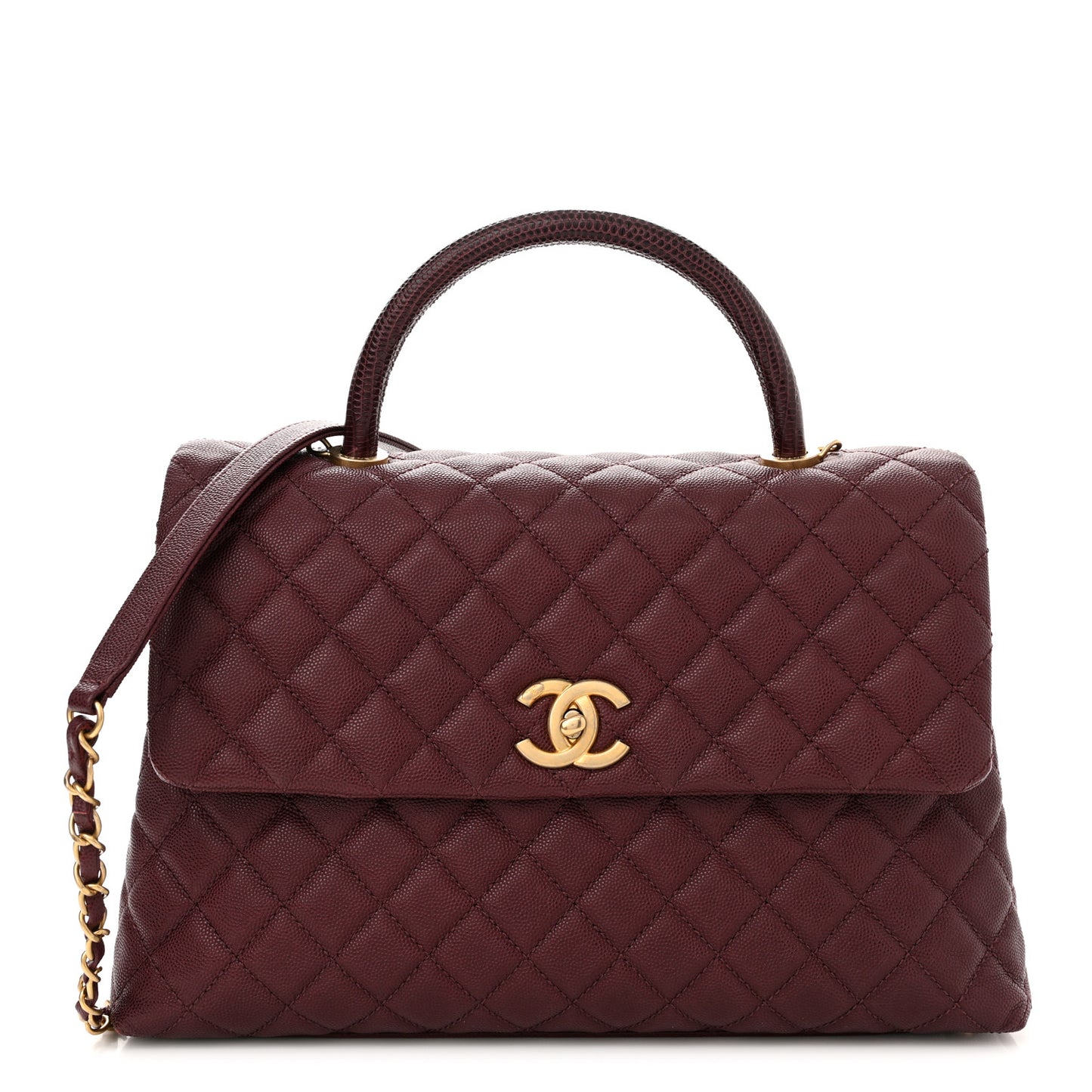 Caviar Quilted Medium Coco Handle Flap Burgundy