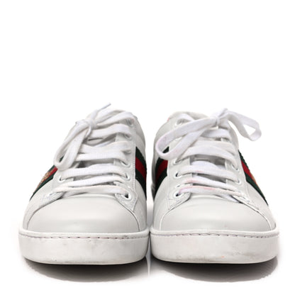 Gucci Calfskin Ayers Bee Embroidered Womens Ace Sneakers 38 White Green 2 of 9