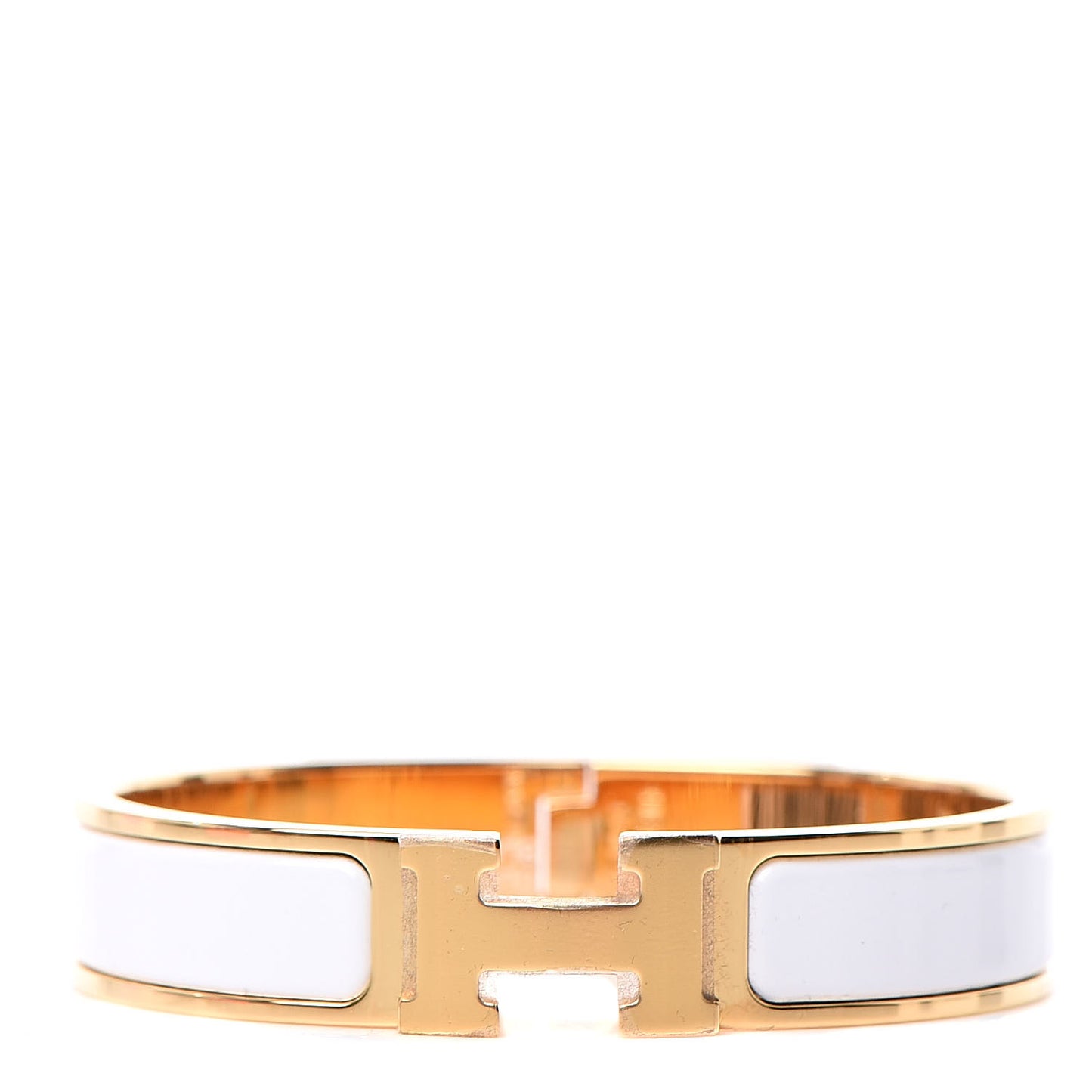 Enamel Narrow Clic Clac H Bracelet PM White