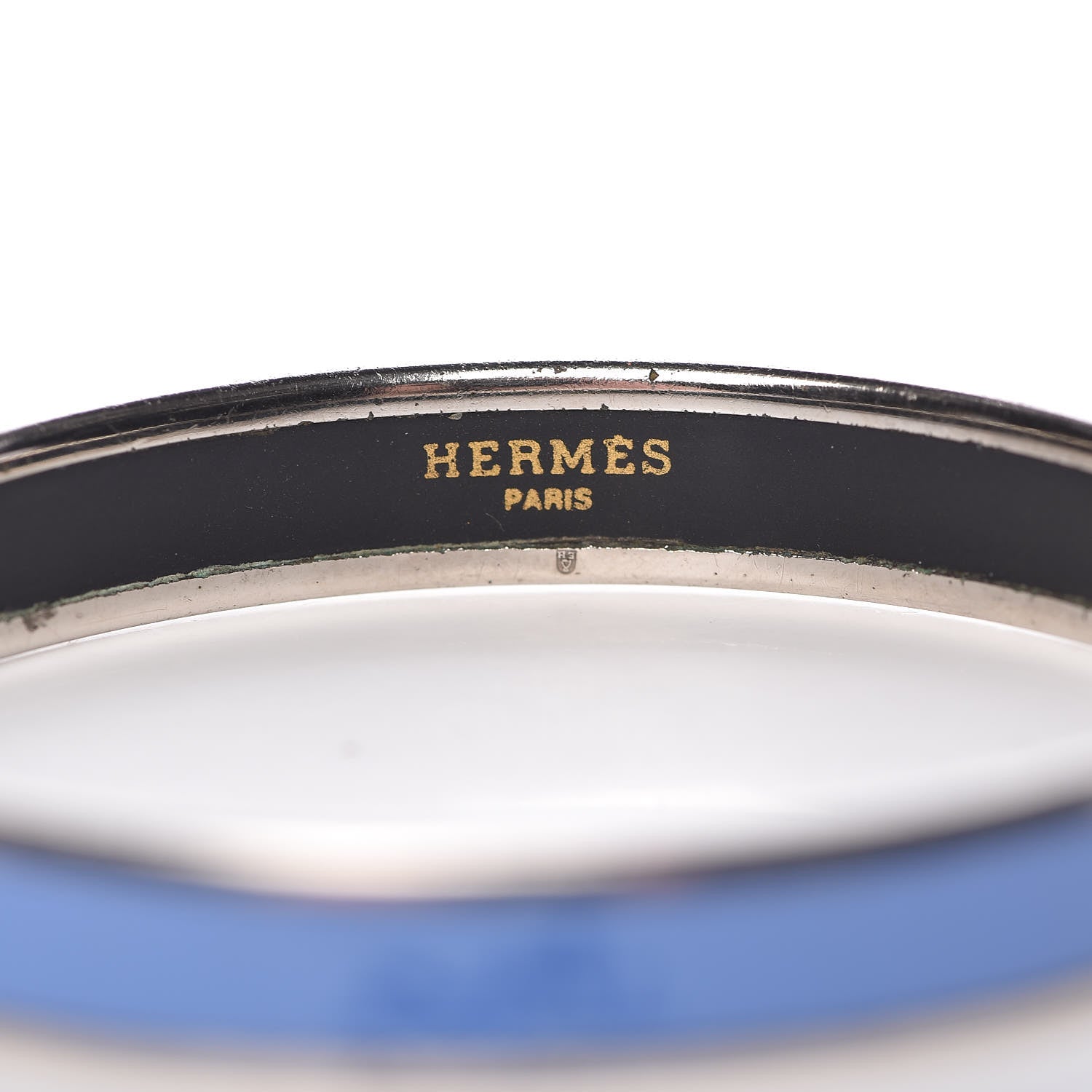Hermes Enamel Printed Narrow Caleche Bracelet 65 Bleu 4 of 6