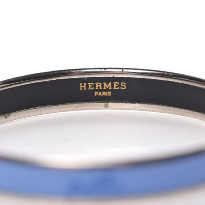 Hermes Enamel Printed Narrow Caleche Bracelet 65 Bleu 4 of 6
