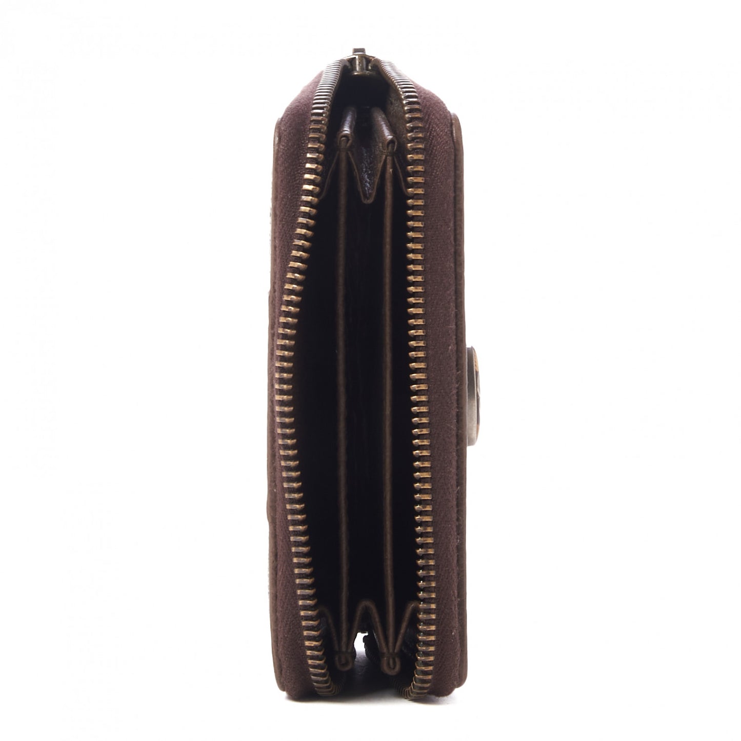 GG Supreme Web Ophidia Zip Around Card Case Brown