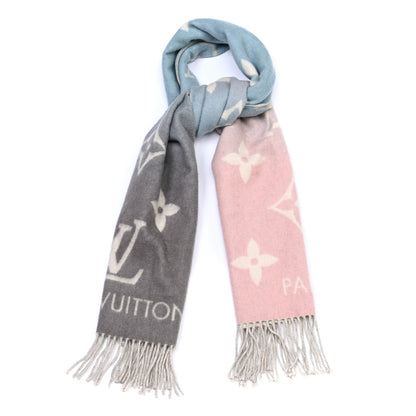 Louis Vuitton Cashmere Monogram Reykjavik Scarf Bleu Rose 1 of 8