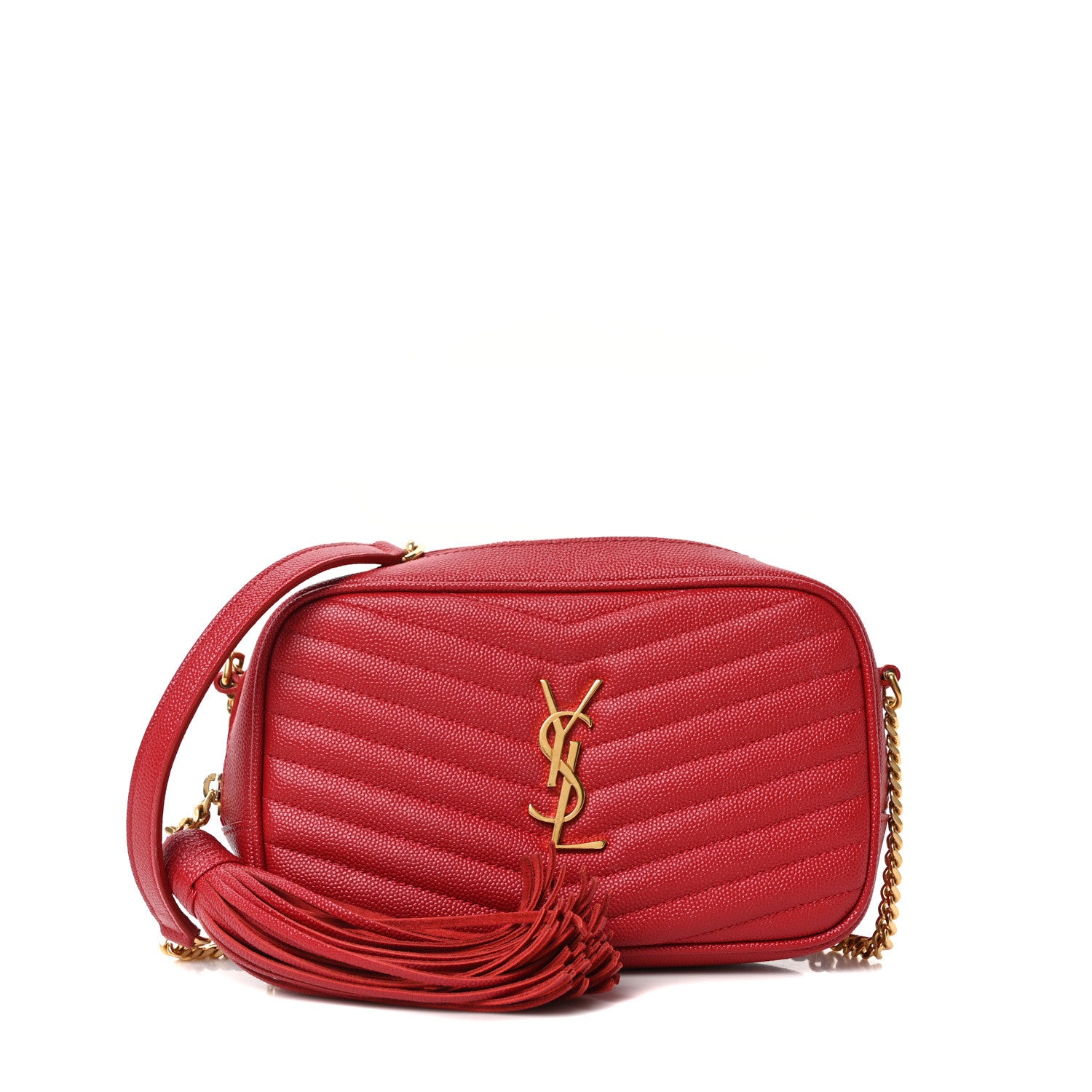 Saint Laurent Grain De Poudre Matelasse Monogram Mini Lou Camera Bag Opyum Red 1 of 10